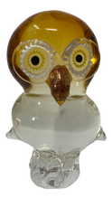 Load image into Gallery viewer, Amber Murano Glass Owl by Zanetti

