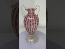 Load and play video in Gallery viewer, 1950s Latticino Handled Neoclassical Style Vase
