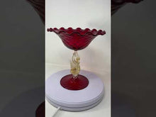 Load and play video in Gallery viewer, Vintage Red and Gold Fleck Murano Candy Dish
